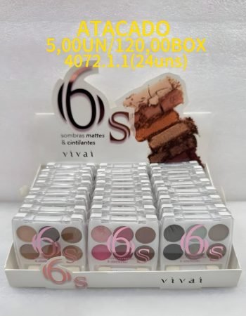 Paleta de Sombras Mattes & Cintilantes 6S Vivai - 4072.1.1 Lokas por Beleza Atacado de Maquiagem Bras SP